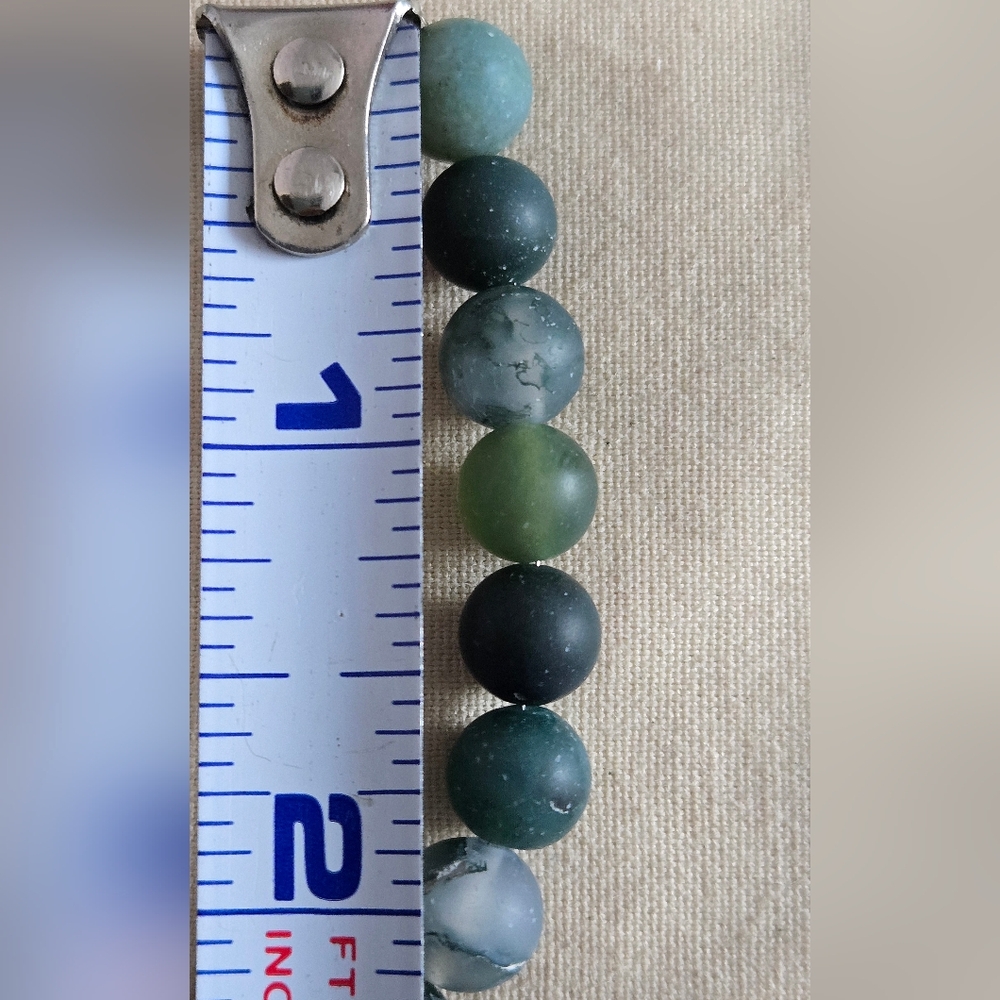 (25) Matte Green Moss Agate Beads - Picture 3 of 4